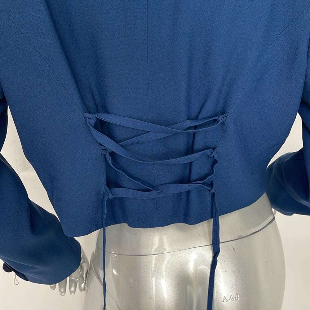 Vertigo Pour La Ville Blue Lace-up Back Cropped Jacket Size L - Picture 7 of 10